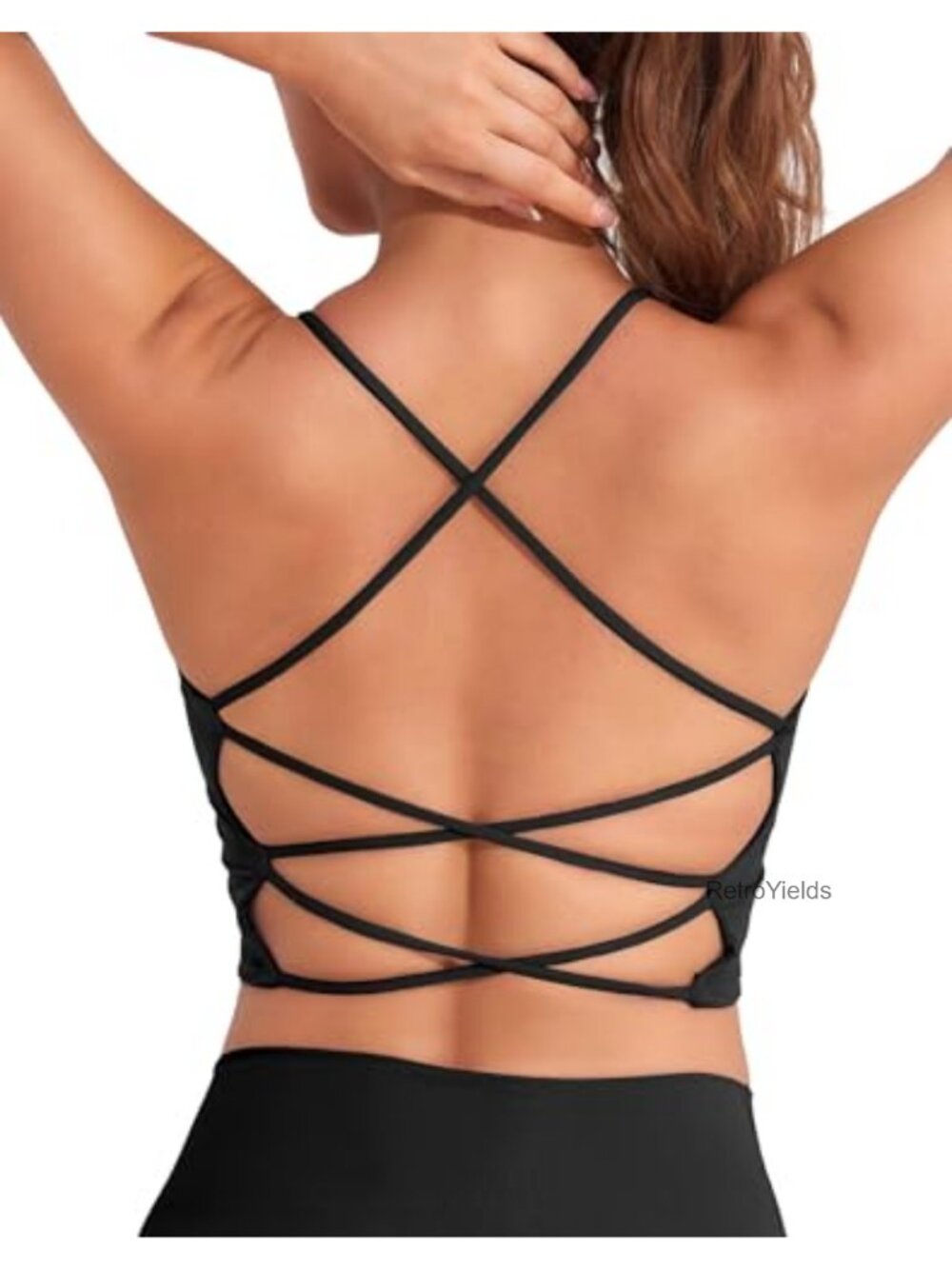 Open Back Longline Sports Bra with Built-in Bra Padded Tank Top Workout Yoga